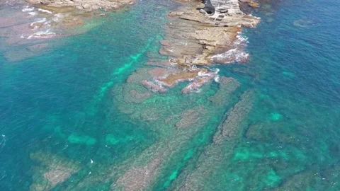Forward Aerial Shot over Ubara Risokyo Coastline in Chiba Japan – 4K Stock Footage 321983685