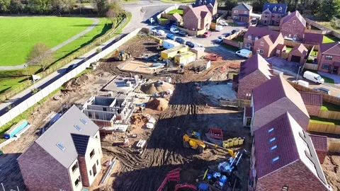 Forward aerial view of a house building site Stock Footage 339592534