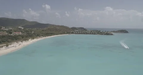Forward Aerial view over Antigua Beach (Raw) Stock Footage 101403210