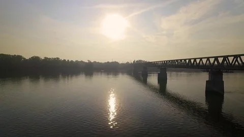 Forward aerial view over the river Stock Footage 70736121