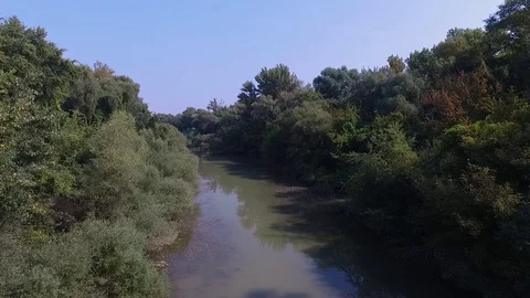 Forward aerial view over the river Stock Footage 70736192