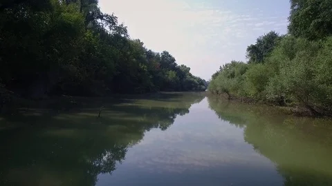 Forward aerial view over the river Stock Footage 70737140