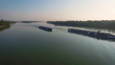 Forward aerial view over the river Stock Footage 70759033