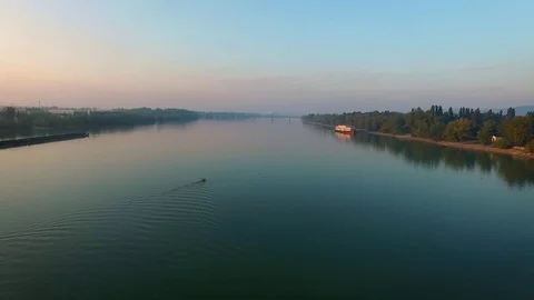 Forward aerial view over the river Stock Footage 70759763