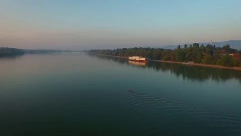 Forward aerial view over the river Stock Footage 70759897