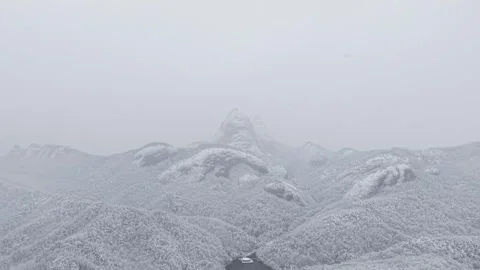 Forward Aerial View of Unique Twin Peaks Landmark in South Korea Stock Footage 344248290