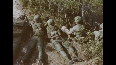 Forward air controllers marks the target in battlefield - 1968 Stock Footage 99912925