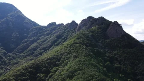 Forward and Ascending Drone Flight Over Gubongsan Mountain, South Korea Stock Footage 343193376