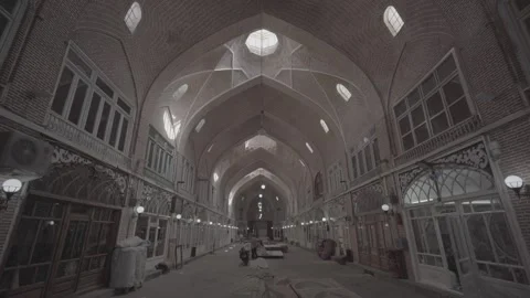 Forward and Back Tilt Shot Mozaffarieh Timcheh Carpet Bazaar Tabriz (RAW) Stock Footage 331594234