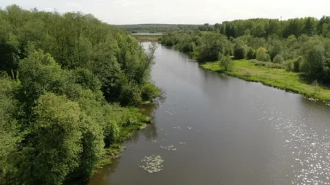 Forward ascending drone flight over river Stock Footage 331740470