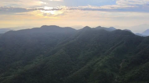Forward Ascending Drone View of Mountains Before Sunset in Imsil, South Korea Stock Footage 343197261