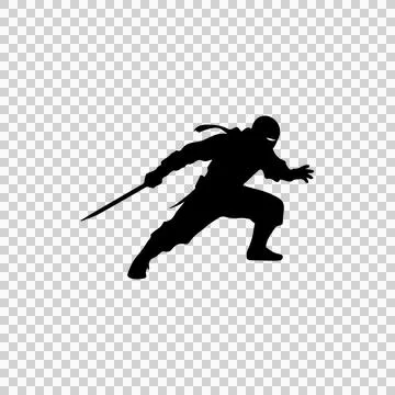 Forward Attack Ninja Silhouette Illustration Design Stock Illustration