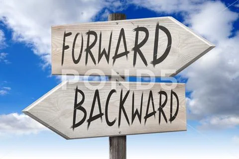 Forward, backward - wooden signpost Stock Illustration