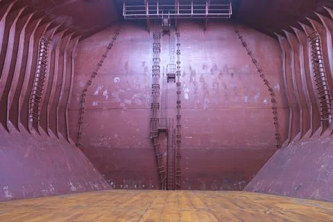 Forward bulkhead of cargo hold on bulk carrier Stock-Fotos
