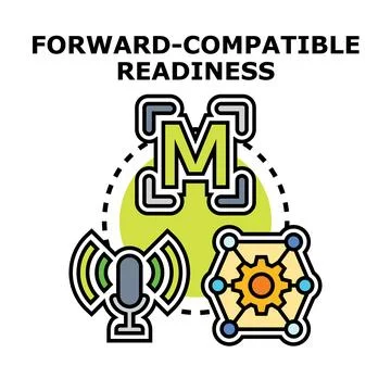Forward compatible readiness concept with technology icons Stock Illustration