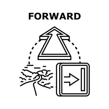 Forward concept of advancing toward future direction Stock Illustration