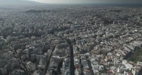 Forward Descending Drone Flight Over Athens with Panoramic City View, Greece Stock Footage 344005184