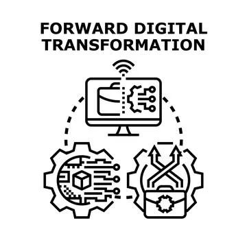 Forward digital transformation process leading business improvement Stock Illustration