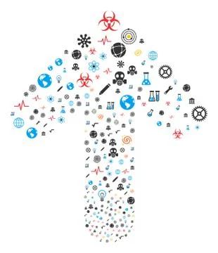 Forward Direct Arrow Figure with Science Symbols Illustrazione stock