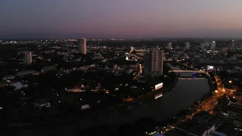 Forward drone aerial over ping river Stock Footage 122912361