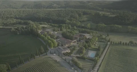 Forward Drone Approach to Tuscan Villa and Rural Estate in Italy Stock Footage 343932059