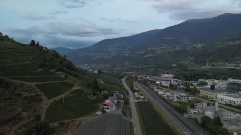 Forward Drone Flight Along Mountain Road in South Tyrol near Brixen, Italy Stock-Footage 343994770