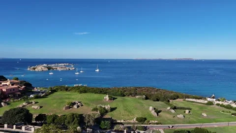 Forward Drone Flight Over Coastal Cliffs and Blue Sea in Sardegna Stock Footage 332996889