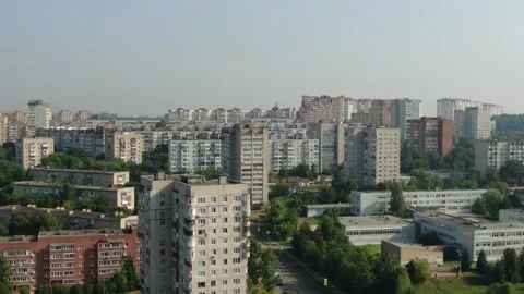 Forward drone flight over dense residential district Stock Footage 324246828