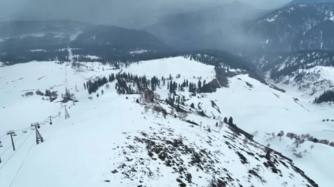 Forward drone flight over Gulmarg Gondola Stock Footage 333801897