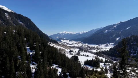 Forward Drone Flight Over Ridanna Valley Surrounded by Snowy Alps in Sou Stock Footage 337088556