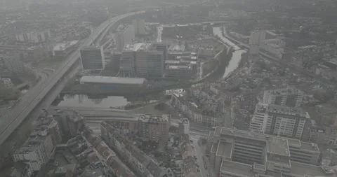 Forward Drone Flight Over the Urban Streets of Ghent, Belgium Stock Footage 344128262