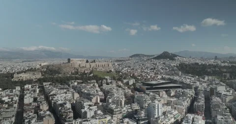 Forward Drone Flight Toward the Acropolis Over Central Athens, Greece Stock Footage 344005113