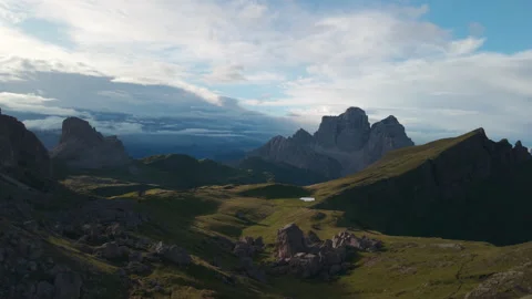 Forward Drone Flight Toward Monte Pelmo from Lastoi de Formin Stock Footage 336655284