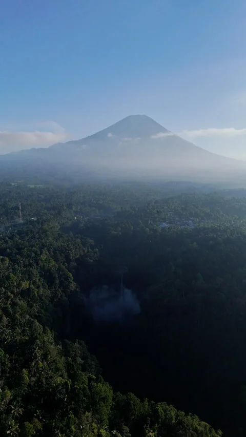 Forward Drone Flight Toward Mount Semeru Above Tumpak Sewu Canyon, East Java Video stock 331075594