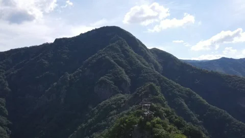 Forward Drone Flight Toward Mountain Peaks of Gubongsan in Jinan, South Korea Stock Footage 343193863