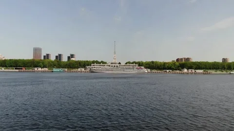 Forward drone flight toward North River Terminal Stock Footage 321162552