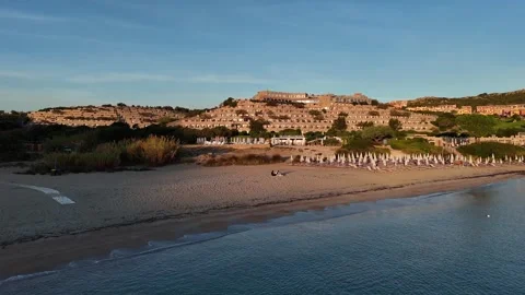 Forward Drone Flight From Within the Water at Mediterranean Sunrise Beach Vídeo Stock 335027708