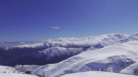 Forward Drone Glide Over Snowy Andes Ridges Near Farellones 4K Stock Footage 342764808