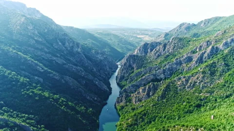 Forward drone motion, beautiful nature, canyon scenery, bright sunny day Stock Footage