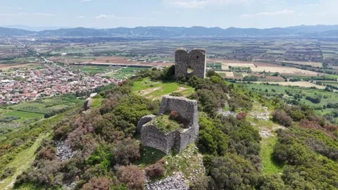 Forward Drone Pass Over Ancient Historic Ruins Stock Footage 333044046
