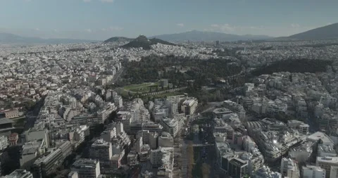 Forward Drone Reveal View of Athens, Acropolis and Lycabettus Hill, Greece Stock Footage 344005117