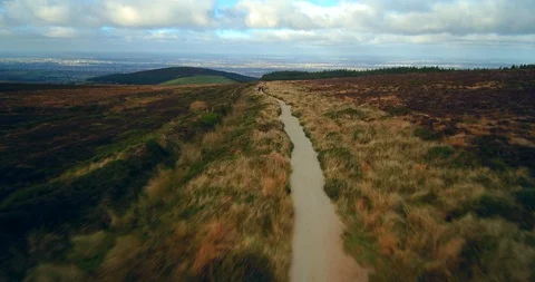 Forward Drone Shot Hikers Stock Footage 129015789