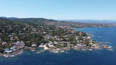 Forward Drone Shot Of Les Issambres Coast, French Riviera Vídeos de archivo 336856189