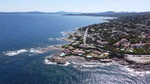Forward Drone Shot Toward Pointe Des Issambres, French Riviera Stock Footage 336887974