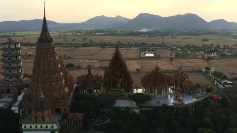 FORWARD DRONE SHOT OF WAT THAM SUEA THAILAND (BUDDHIST TEMPLE) Stock Footage 169160922