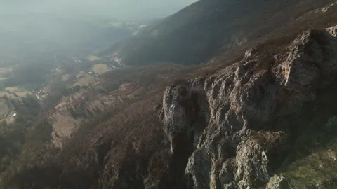 Forward Drone View Over Beljanica Cliffs and Valley in Serbia 스톡 동영상 331819658