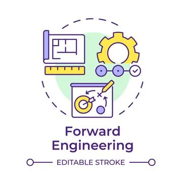 Forward engineering multi color concept icon Stock Illustration
