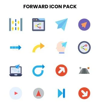 Forward Flat Design Icons Pack Stock Illustration
