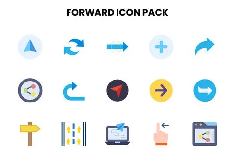 Forward Flat Design Icons Pack Stock Illustration