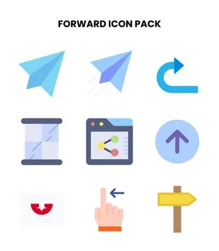Forward Flat Design Icons Pack Stock Illustration